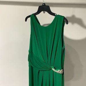 Ellen Tracy jersey knit gown dress green 14 NWOT